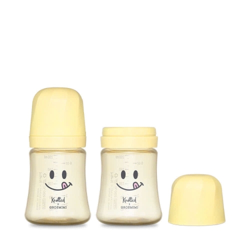 Bình đôi PPSU Grosmimi x Knotted Mặt cười 200ml (không núm)