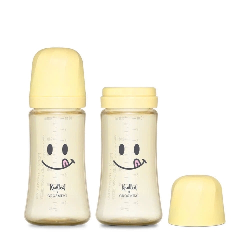 Bình đôi PPSU Grosmimi X knotted Mặt cười 300ml( không núm)