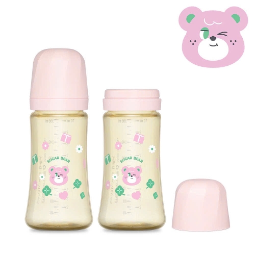Bình đôi PPSU Grosmimi X knotted Gấu hồng 300ml(không núm)