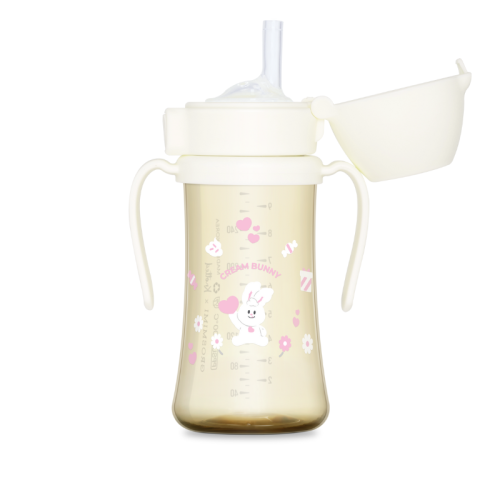 Bình ống hút PPSU Grosmimi x Knotted Thỏ kem 300ml