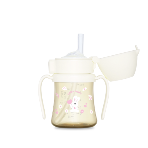 Bình ống hút PPSU Grosmimi x Knotted Thỏ kem 200ml