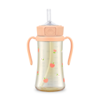 Bình ống hút PPSU Hoa đào 300ml nắp an toàn một chạm