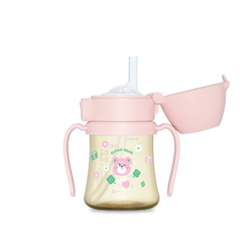 Bình ống hút PPSU Grosmimi x Knotted Gấu hồng 200ml