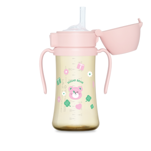 Bình ống hút PPSU Grosmimi x Knotted Gâú hồng 300ml