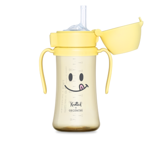 Bình ống hút PPSU Grosmimi x Knotted Mặt cười 300ml